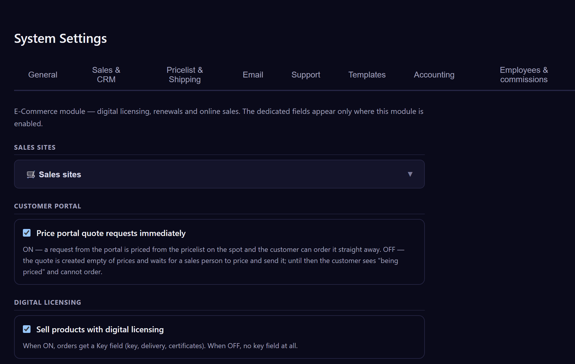 E-Commerce & Licensing
