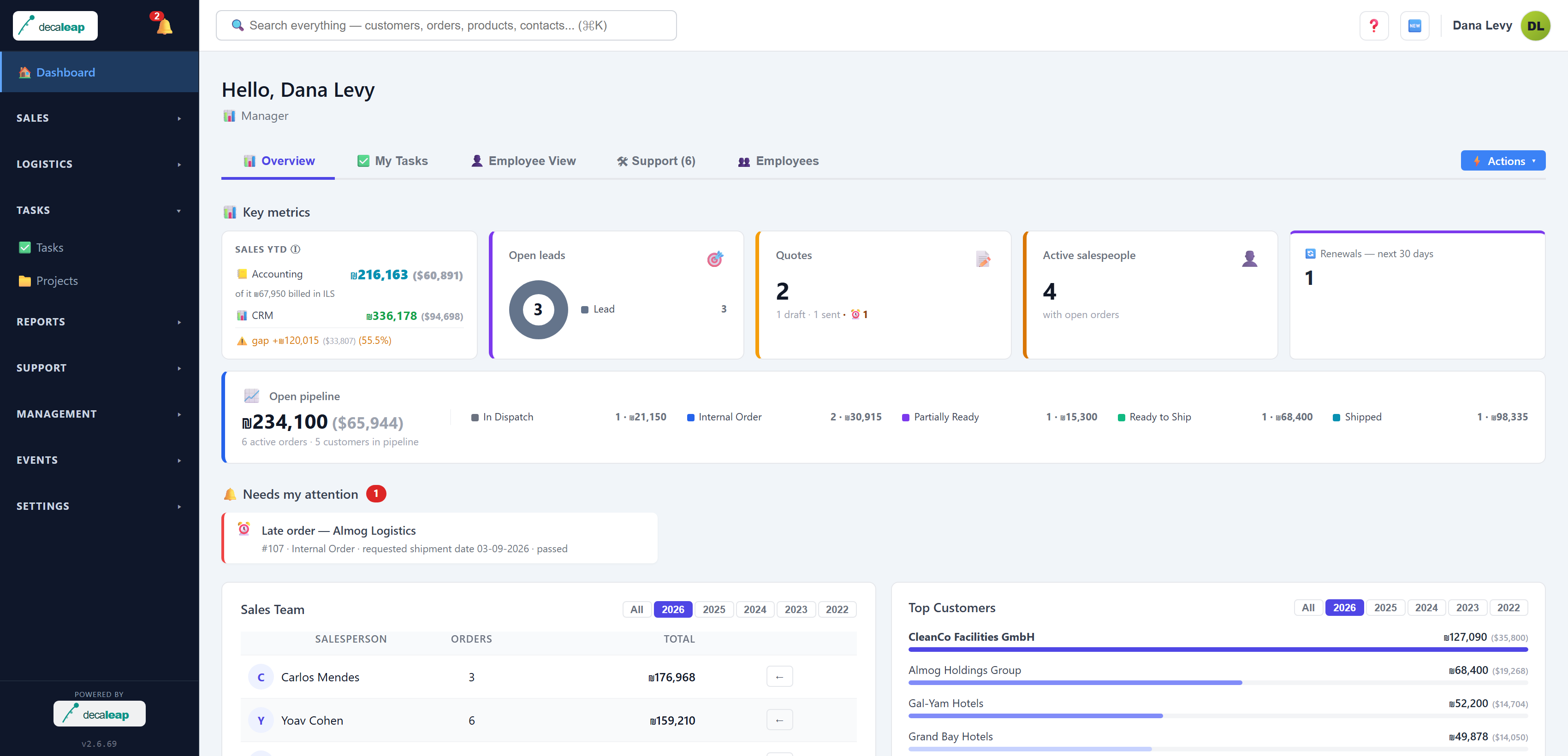 The system in light mode